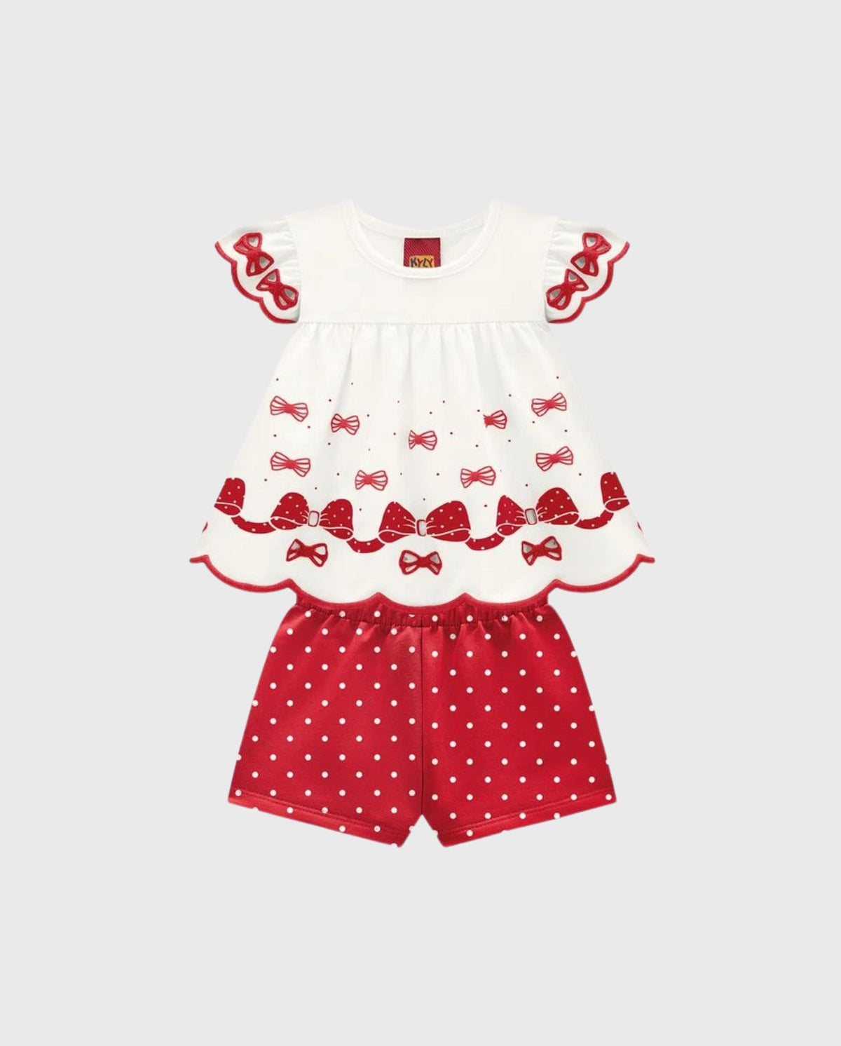 Conjunto Short Blusa Estampado Moños Rojo Kyly