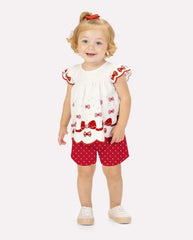 Conjunto Short Blusa Estampado Moños Rojo Kyly