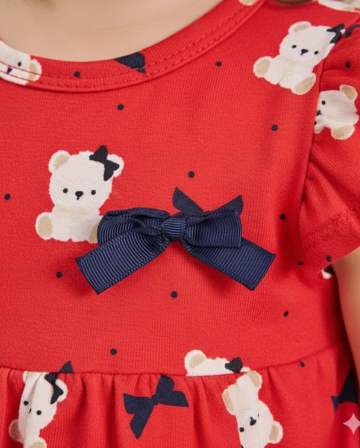 Vestido Estampado Osos Rojo Milon detalle