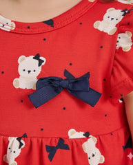 Vestido Estampado Osos Rojo Milon detalle