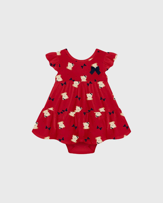 Vestido Estampado Osos Rojo Milon