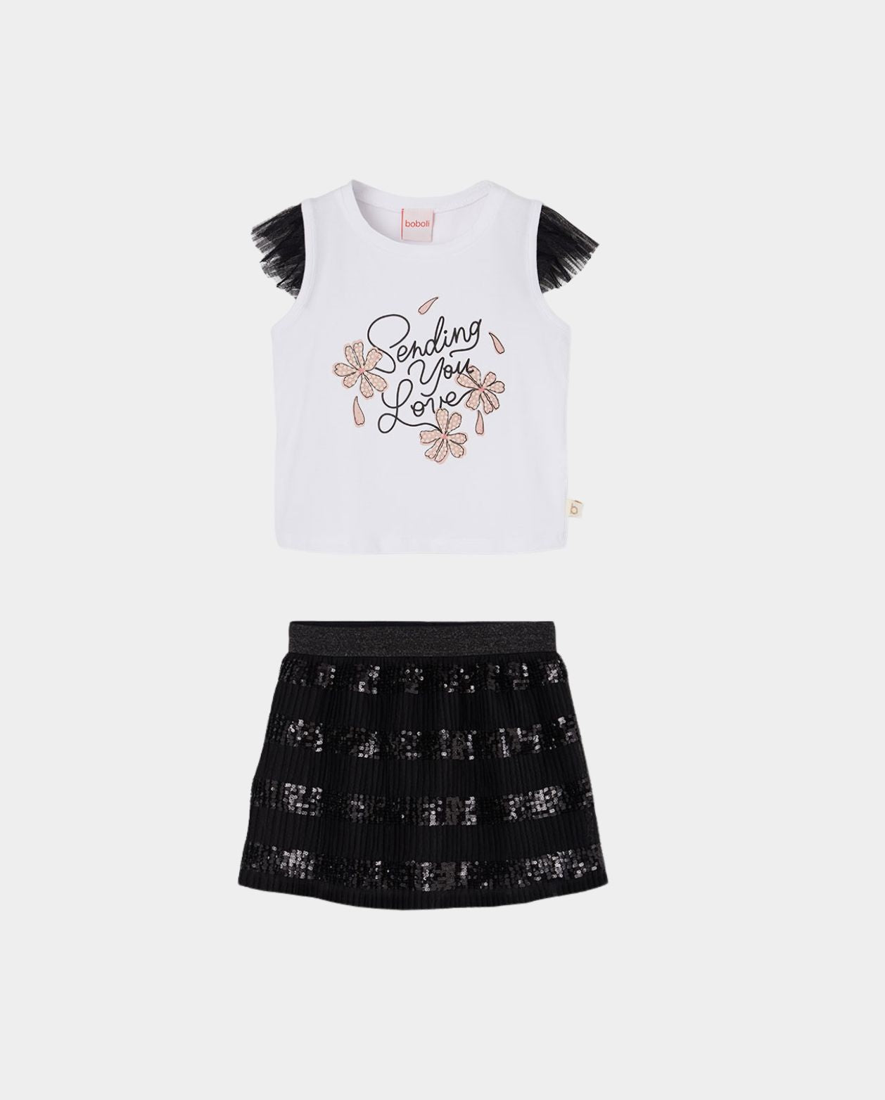 Conjunto Falda Tul Lentejuelas Negro Boboli 