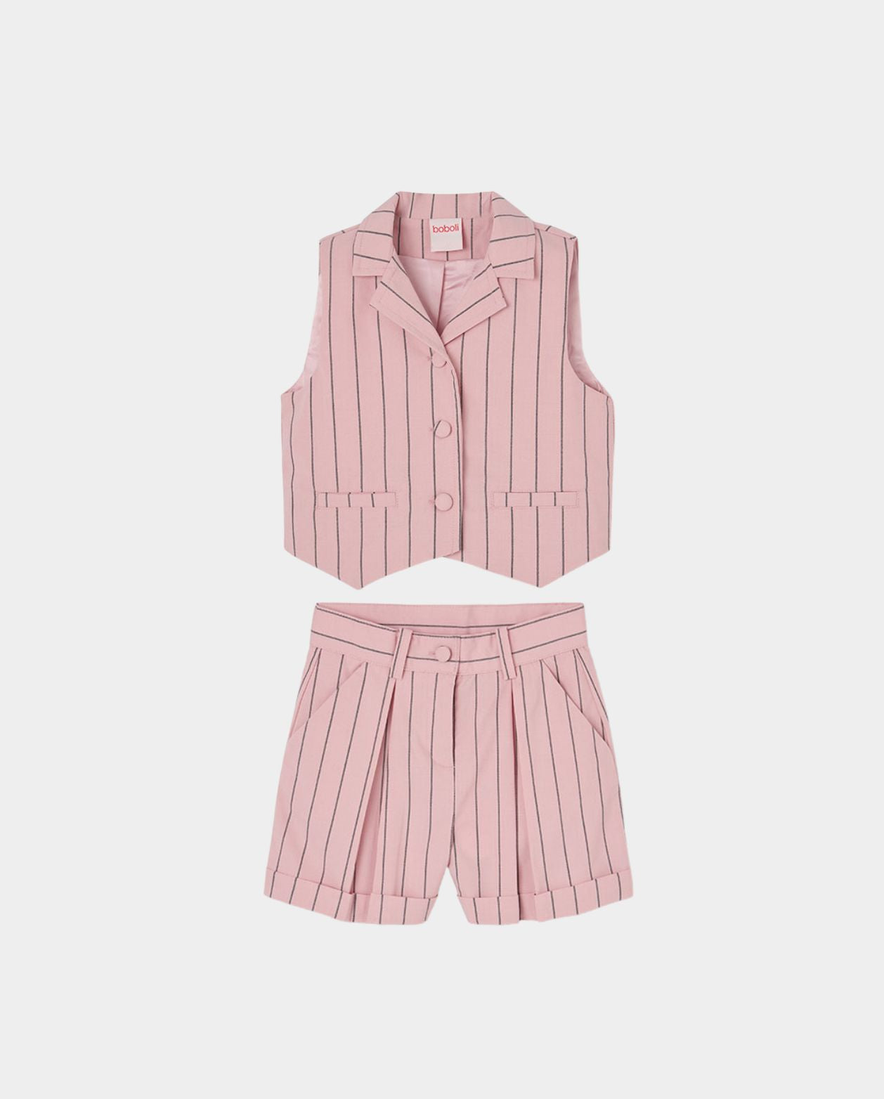 Conjunto Short Chaleco Rayas Rosa Boboli