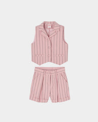 Conjunto Short Chaleco Rayas Rosa Boboli