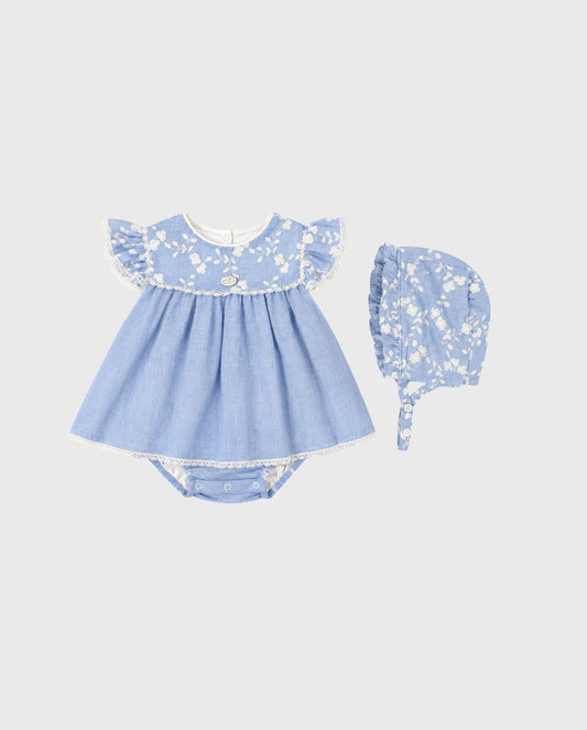 Vestido Detalle Bordado Azul Martín Aranda