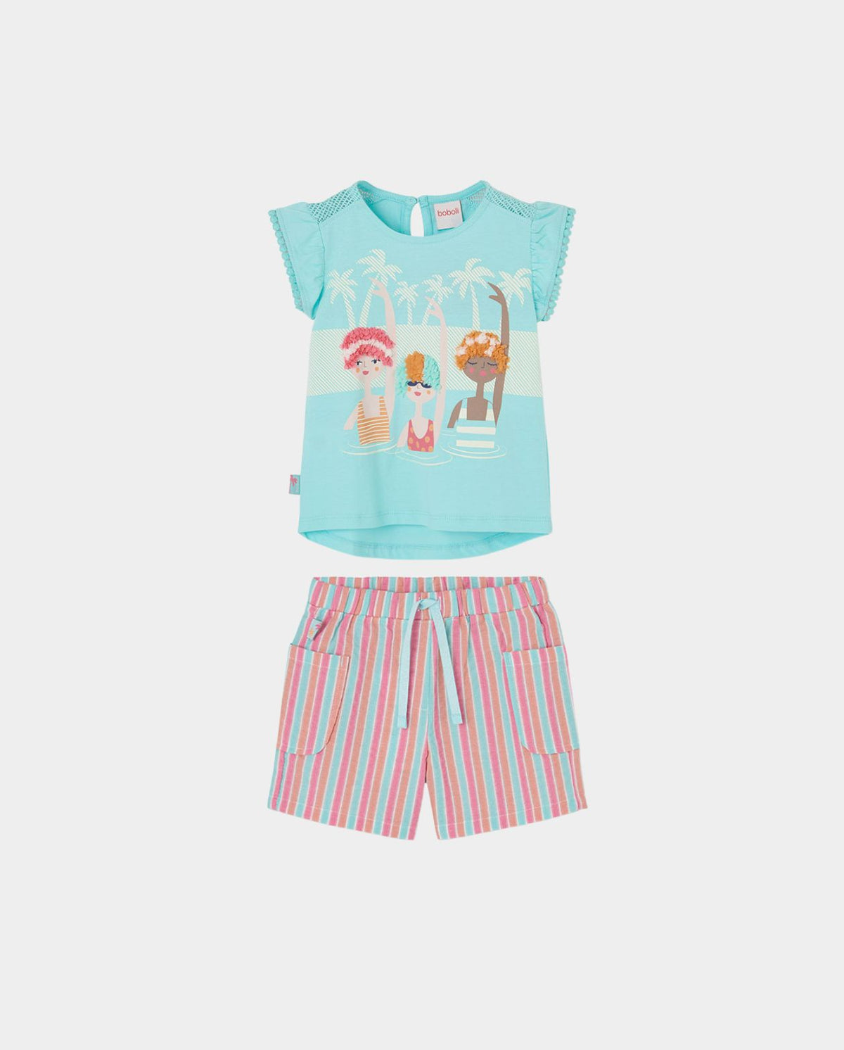 Conjunto Short Rayas Playa Azul Boboli