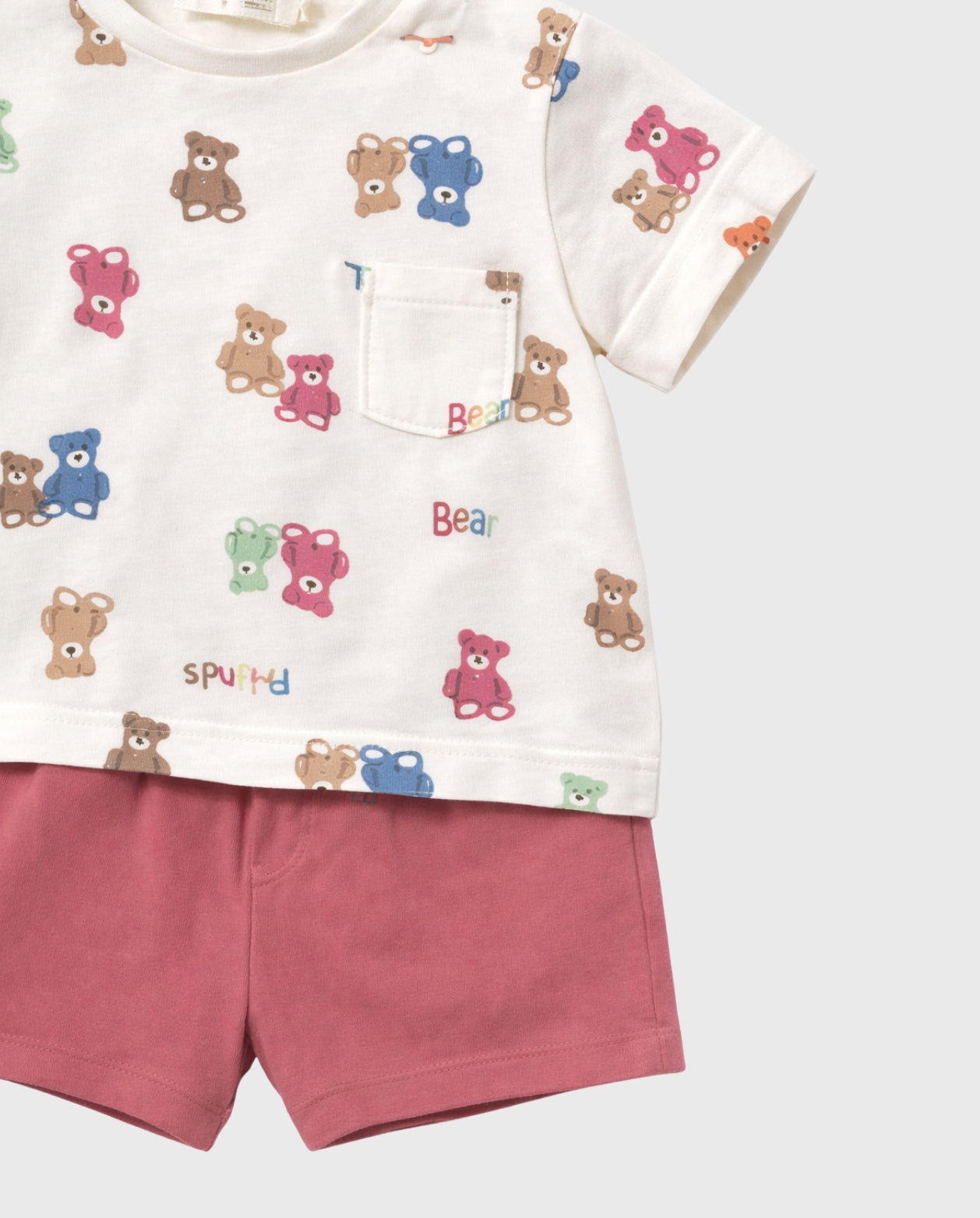 Conjunto Bermuda Osos Terracota Mayoral detalle