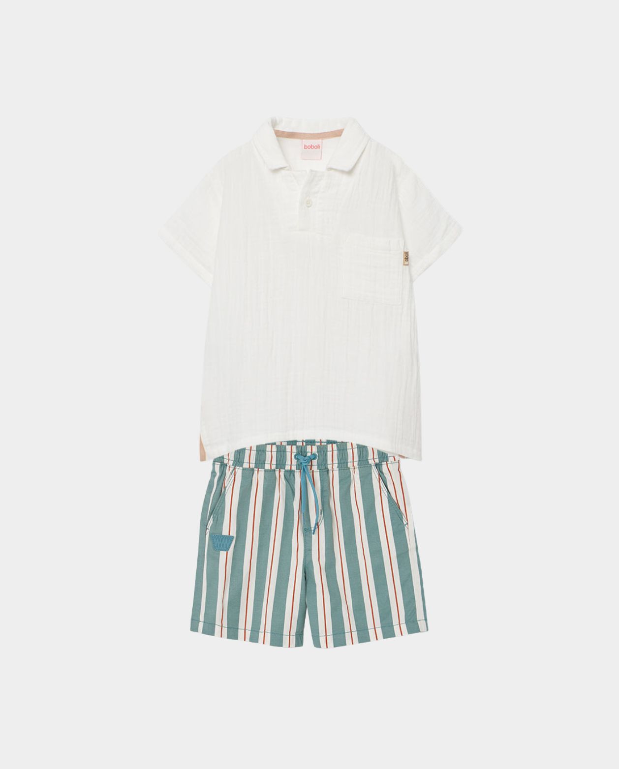 Conjunto Bermuda Rayas Camisa Manga Corta Boboli 