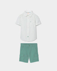 Conjunto Camisa Bermuda Rayas Verde Boboli