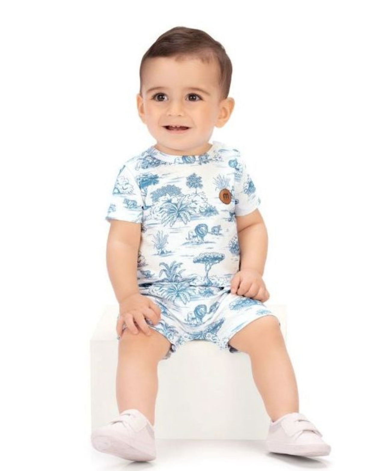Mameluco Estampado Safari Azul Milon modelo