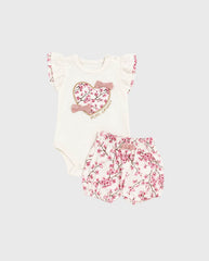 Conjunto Short y Blusa Bordado Corazón Rosa Milon