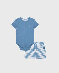 Conjunto Body y Bermuda Rayas Azul Milon