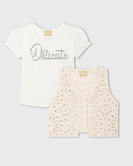 Conjunto 3 Piezas Chaleco Crochet Milon Detalle