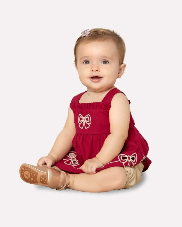 Conjunto Lazo Bordado Rojo Milon Modelo 