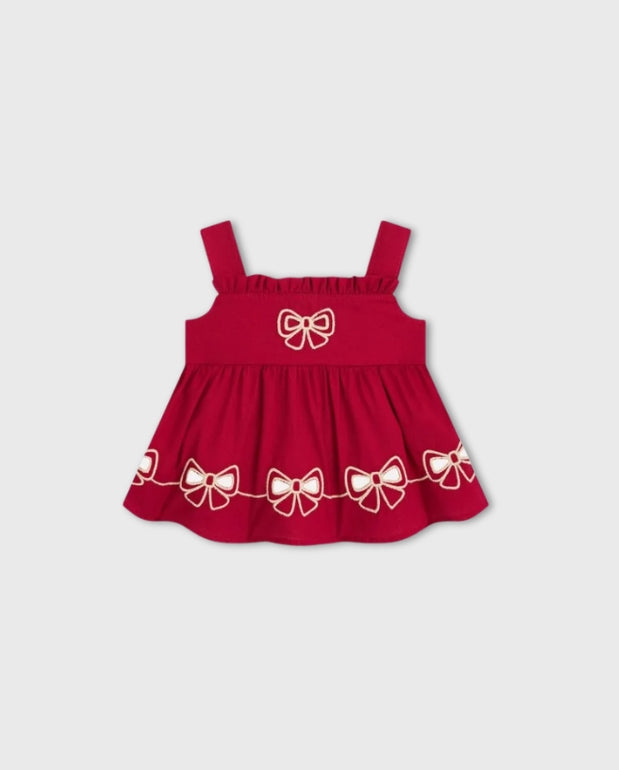 Conjunto Lazo Bordado Rojo Milon Blusa