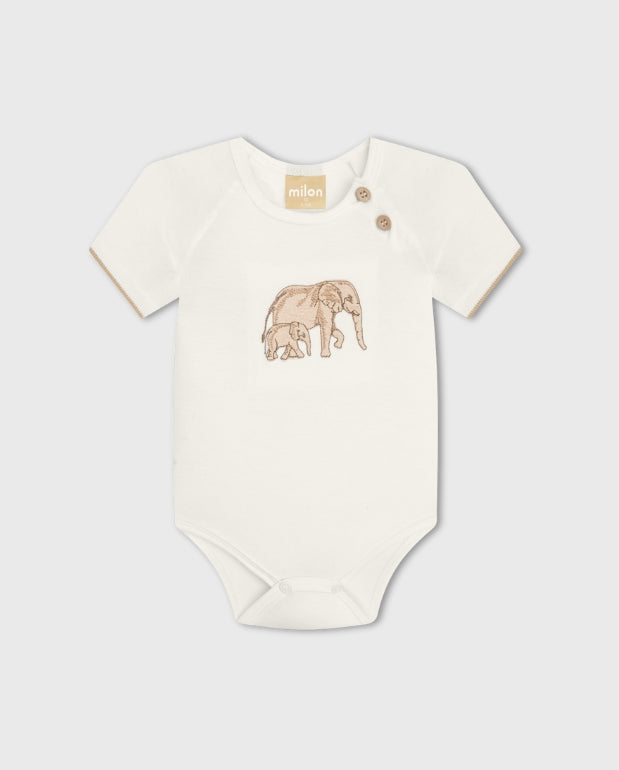 Conjunto Body Bordado Elefante Beige Milon 