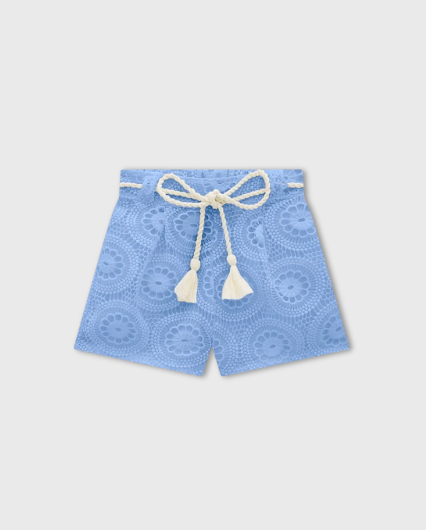 Conjunto Niña Short Ojalillo Azul Milon Detalle