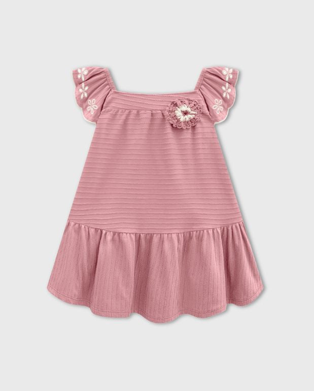 Vestido Bordado Flor Rosa Milon