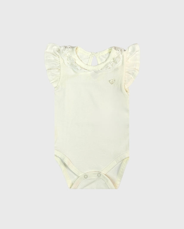 Body Bebé Unicolor Detalle Cuello Milon Blanco