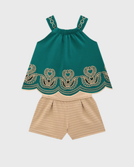 Conjunto Niña Short Corazón Esmeralda Estilo