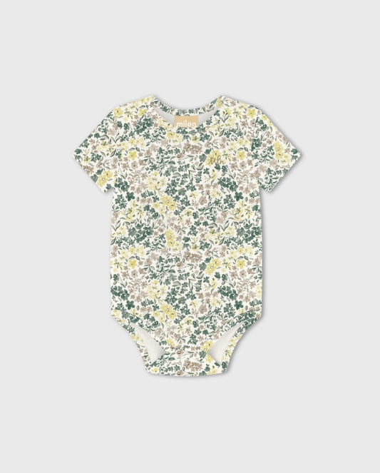 Body Bebé Estampado Flores Verde Milon