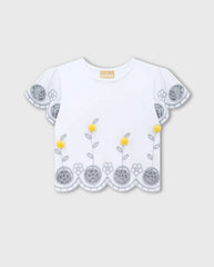 Conjunto Niña Short Bordado Amarillo Milon blusa 