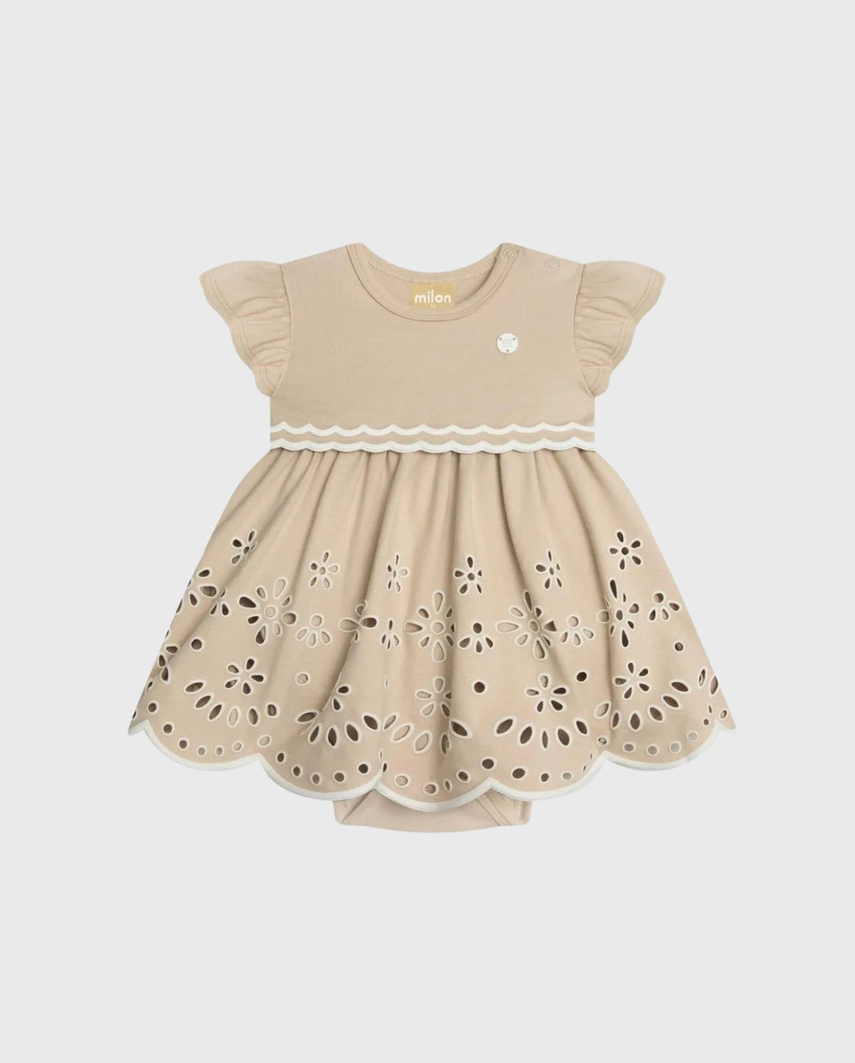Vestido Detalle Flores Beige Milon