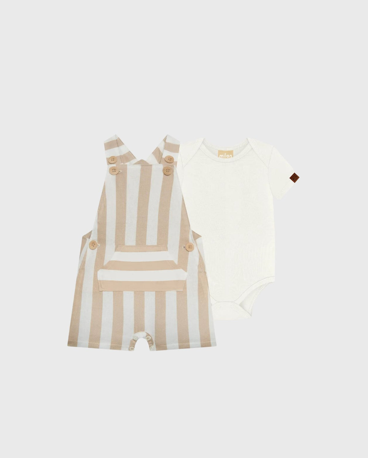 Conjunto Overol Rayas Beige Milon