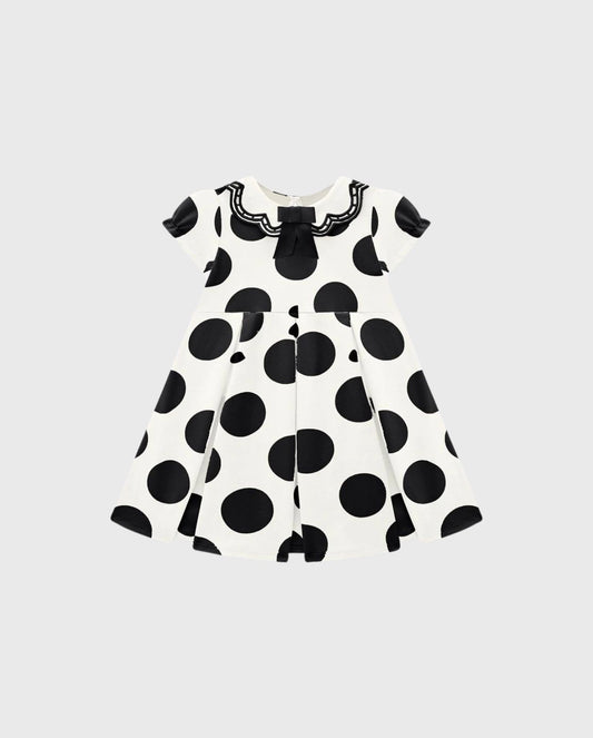 Vestido Estampado Puntos Moño Negro Kyly