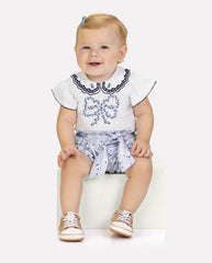 Conjunto Short y Body Moño Flores Azul Milon