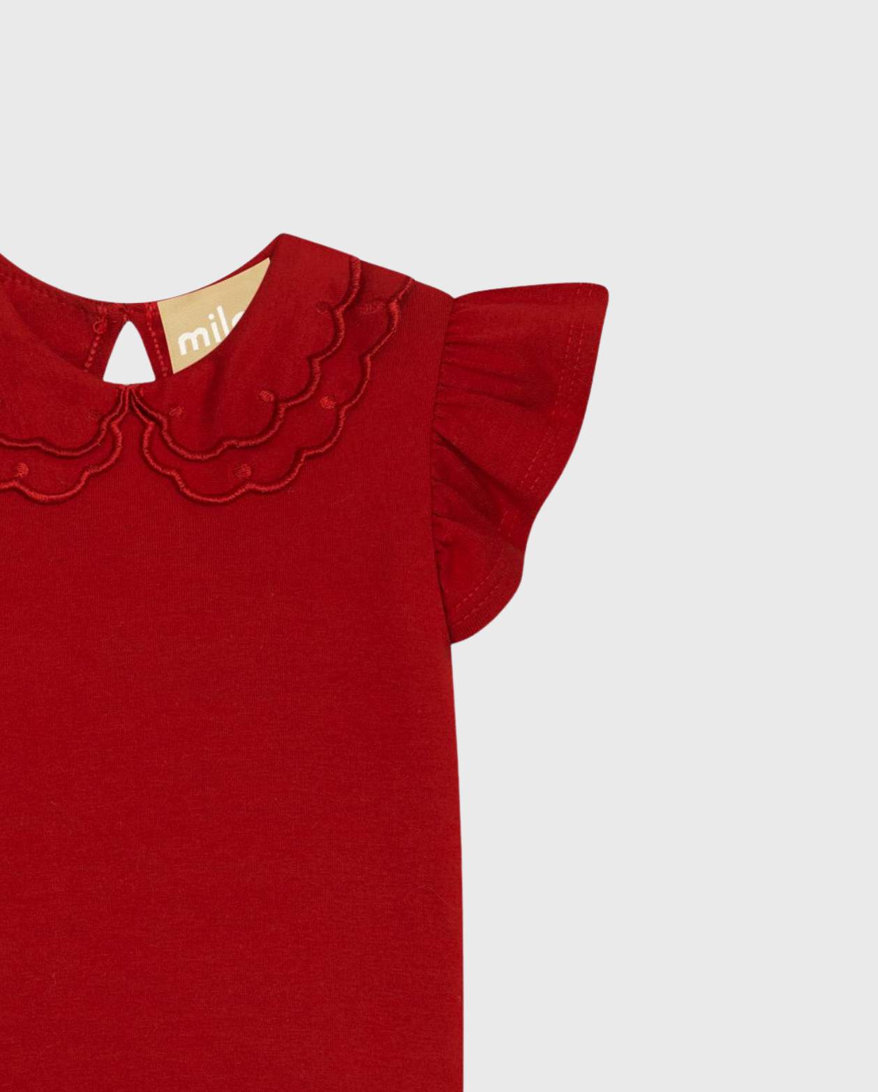 Body Cuello Bordado Rojo Milon detalle