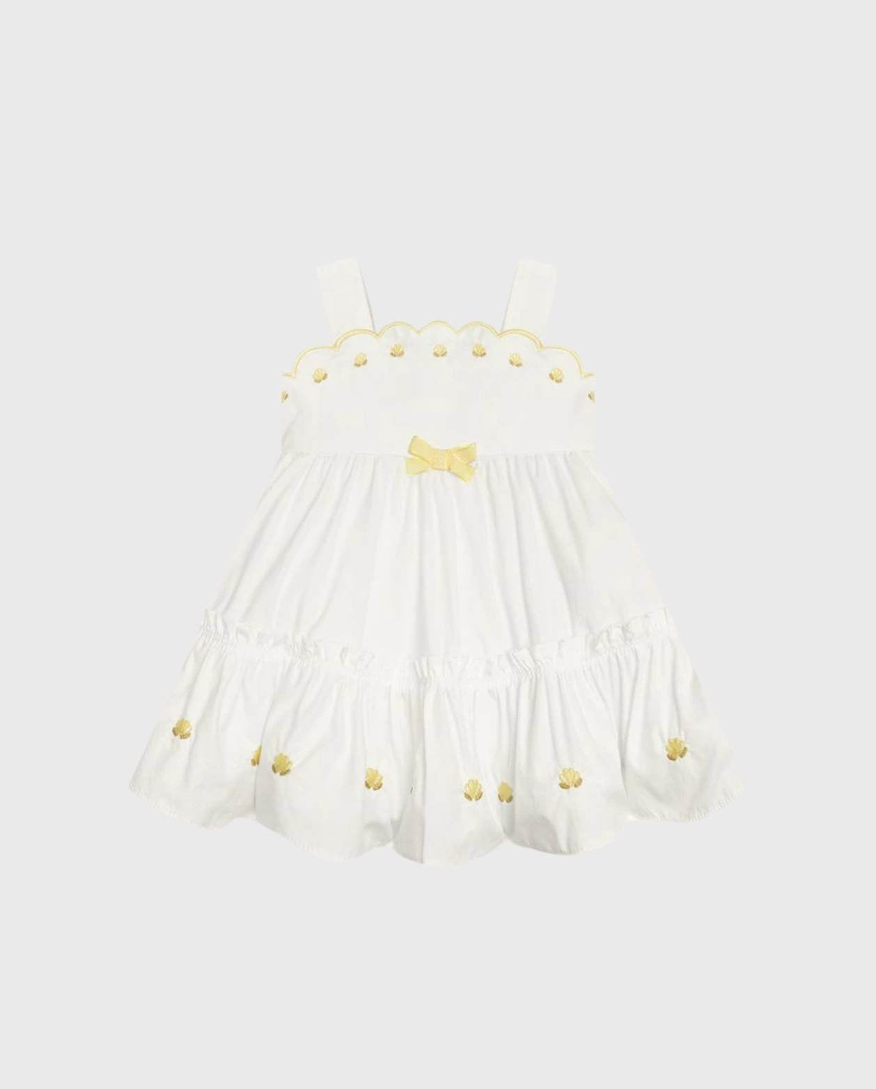 Vestido Datalles Bordado Blanco Milon