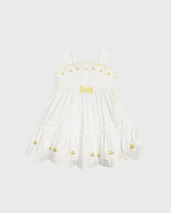 Vestido Datalles Bordado Blanco Milon