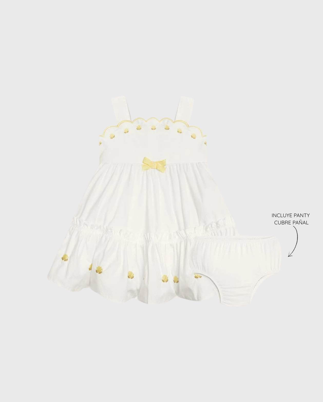 Vestido Datalles Bordado Blanco Milon Detalle
