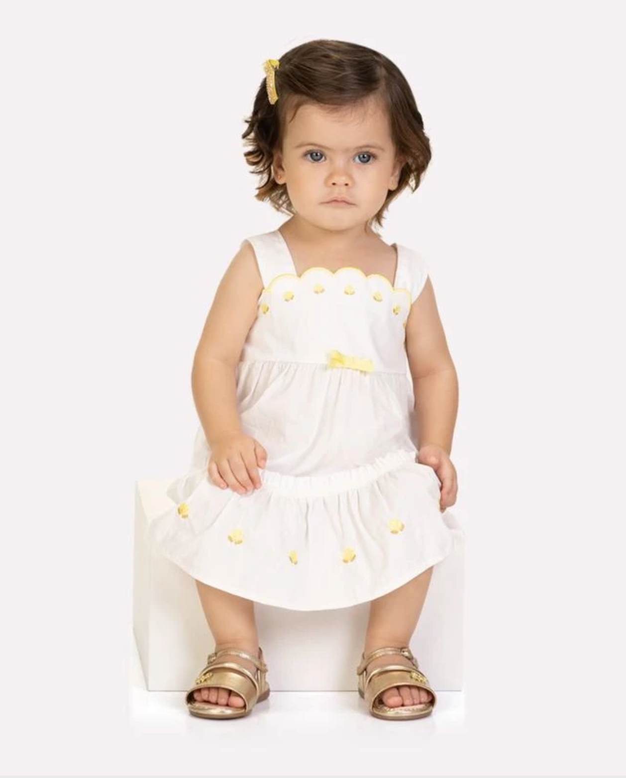 Vestido Datalles Bordado Blanco Milon MODELO