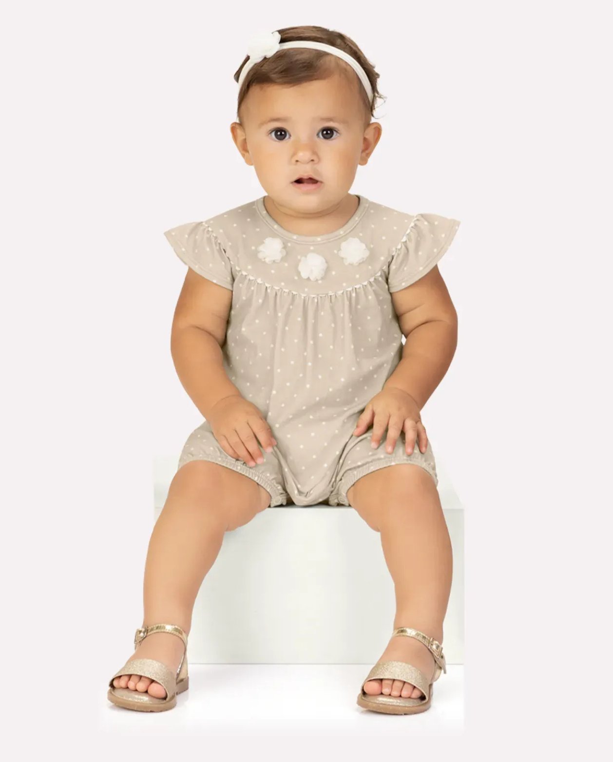 Mameluco Puntos Detalle Flor Beige Milon MODELO