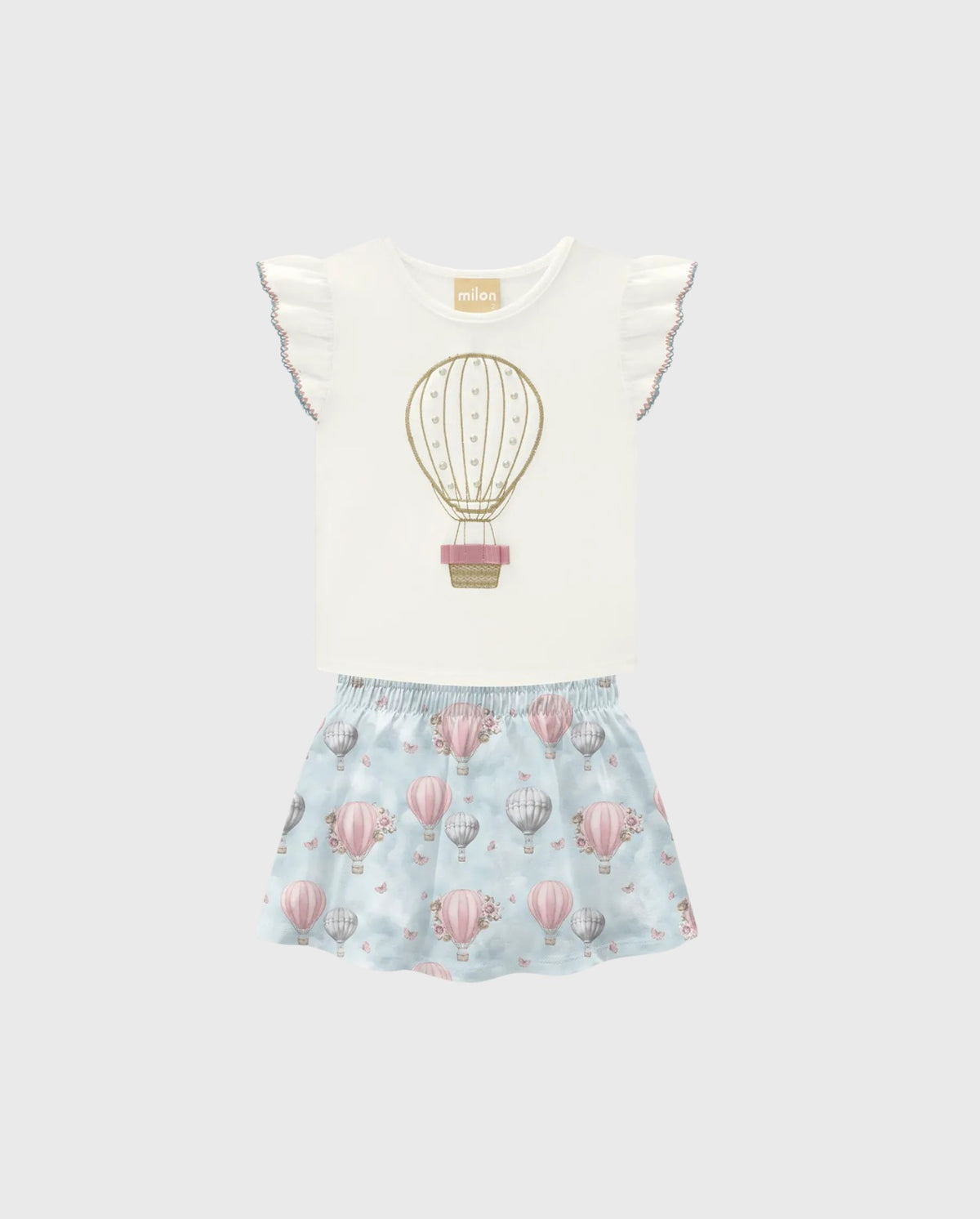 Conjunto Falda Velo Estampado Globo Azul Milon