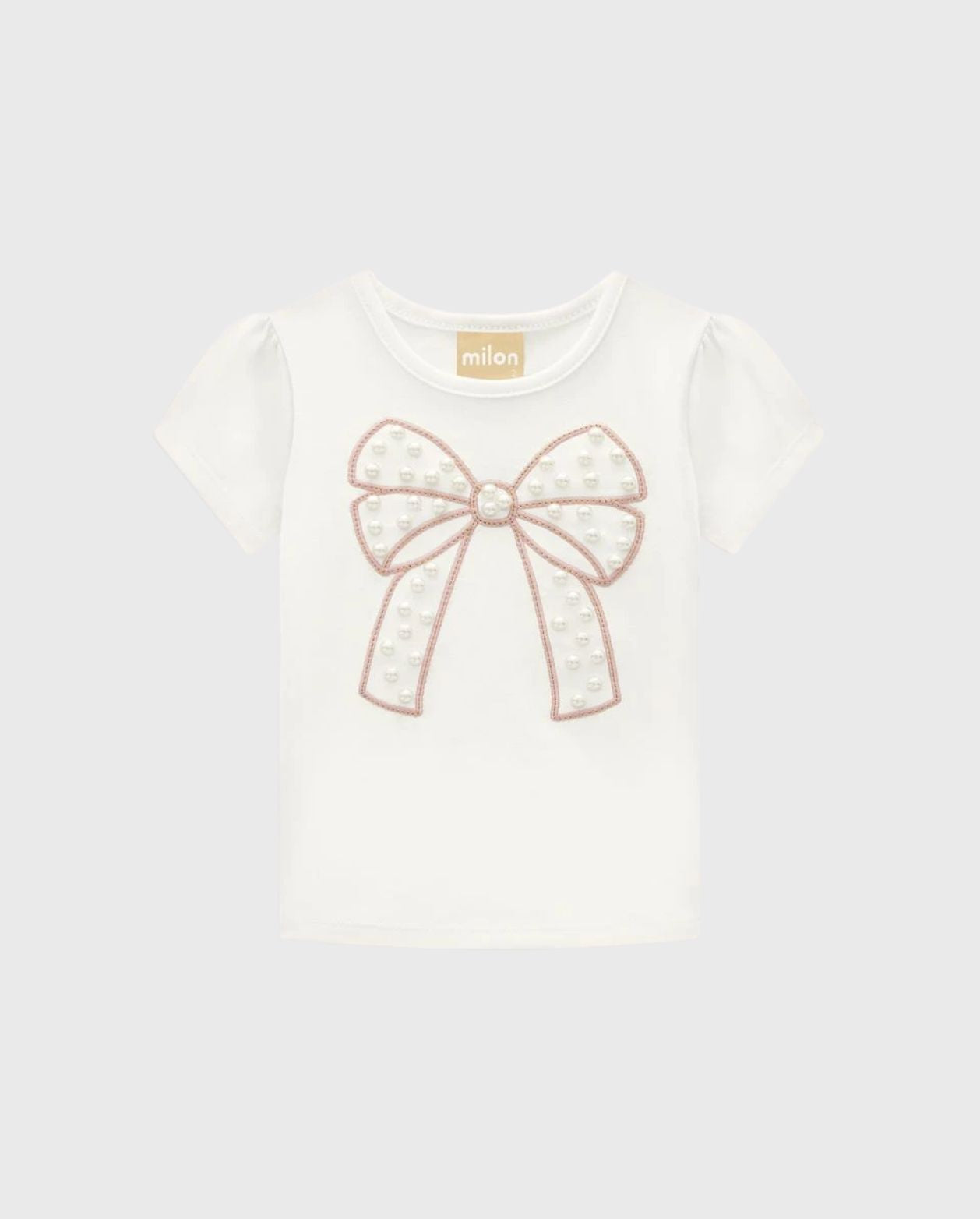 Conjunto Short Blusa Moño Perlas Rosa Milon estilo