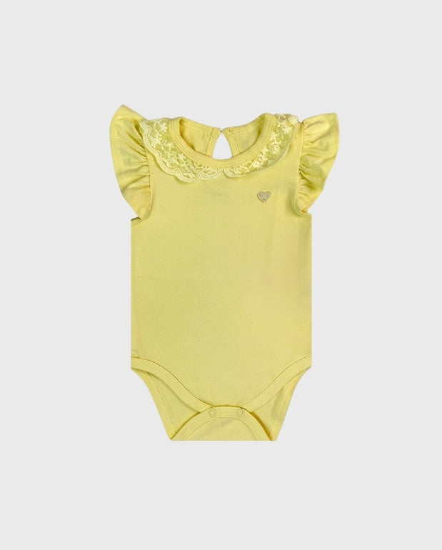 Body Bebé Unicolor Detalle Cuello Milon Yellow