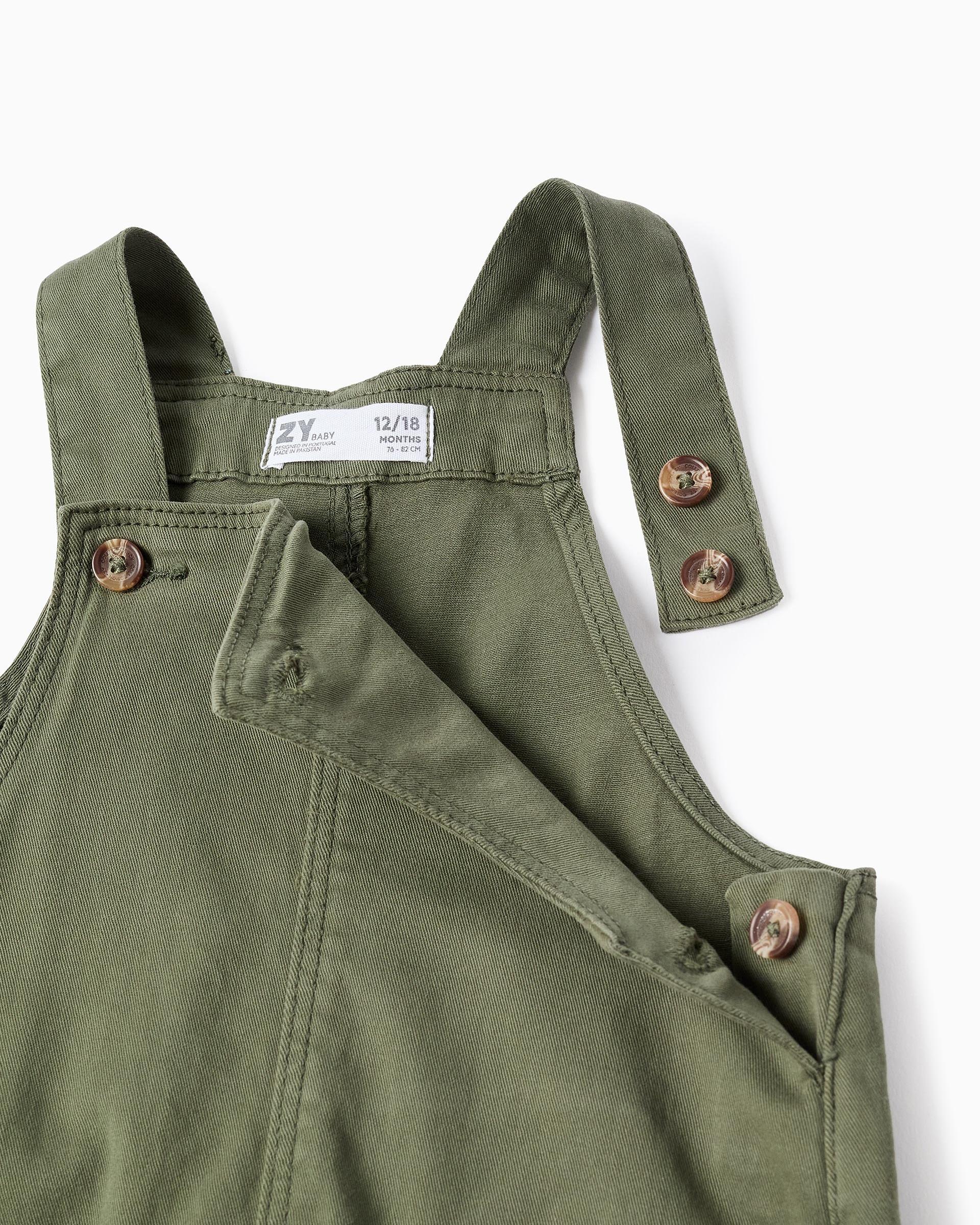 overol Bolsillo Dril Verde Zippy detalle