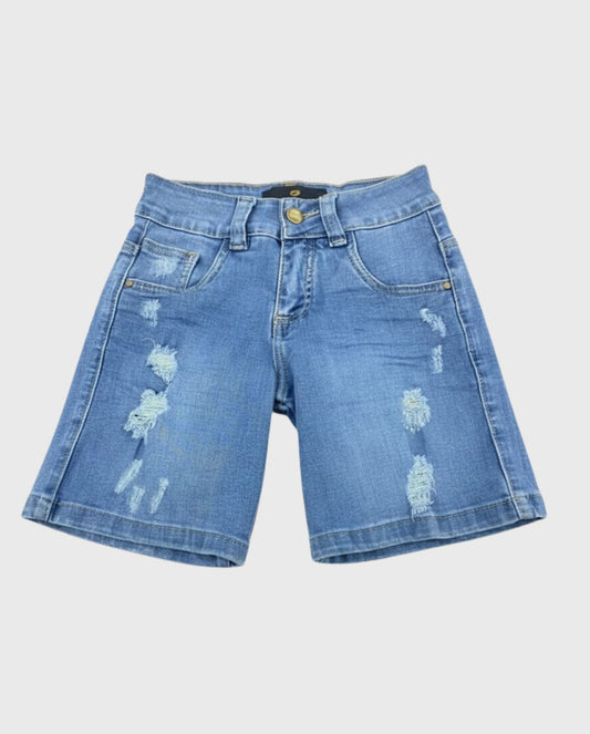 Bermuda Con Desgastes Denim Claro azul