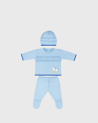 Primer Día Hilo Algodón Bordado Caballo Celeste