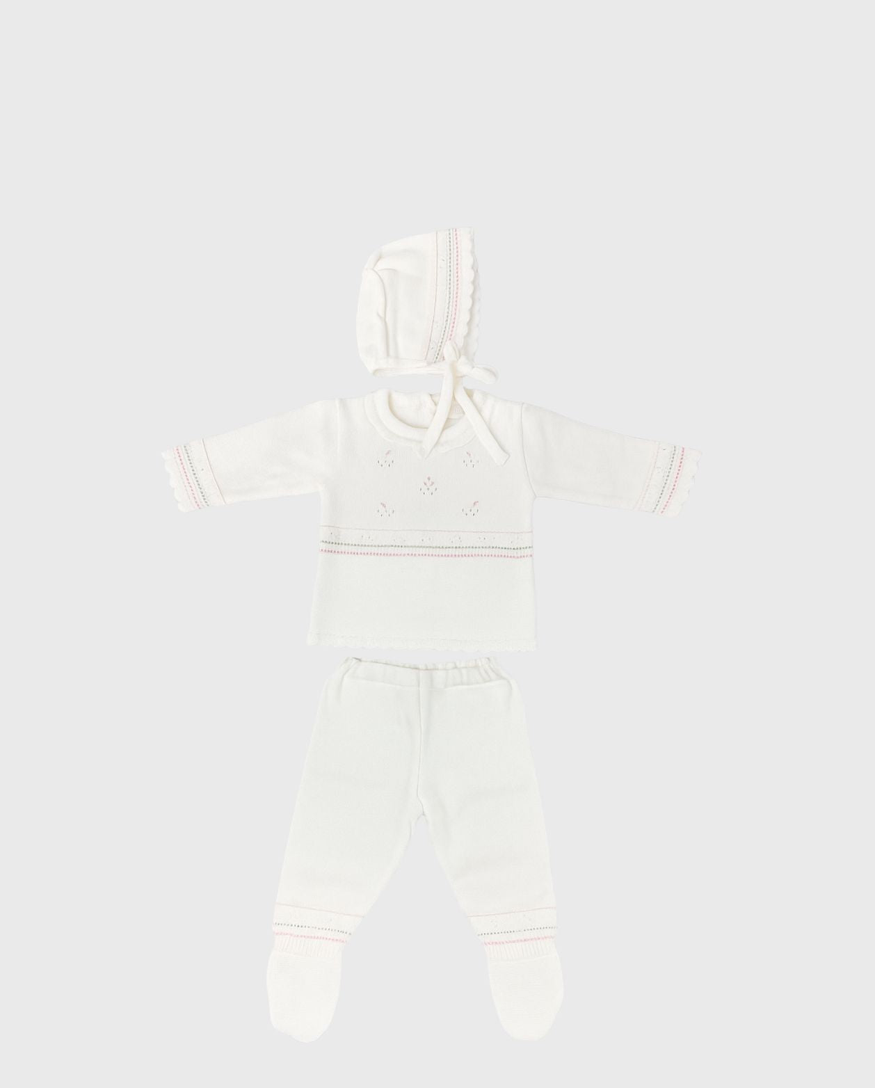 Primer Día Hilo Algodón Bordado Punto Rosa Verde