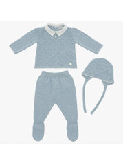 Conjunto Tricot Gris Celeste Primer Dia Martin Aranda