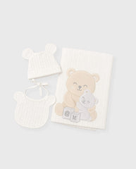 Primer Día Bordado Oso Blanco cobija