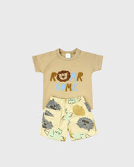 Conjunto Bermuda Bordado León color