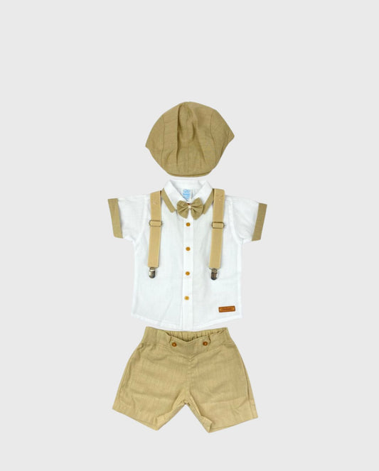 Conjunto Bermuda Tirantes Beige