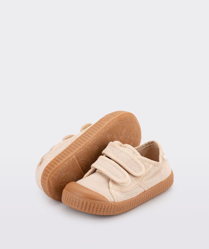 Tenis Berri Velcro Marfil Caramelo Igor Estilo