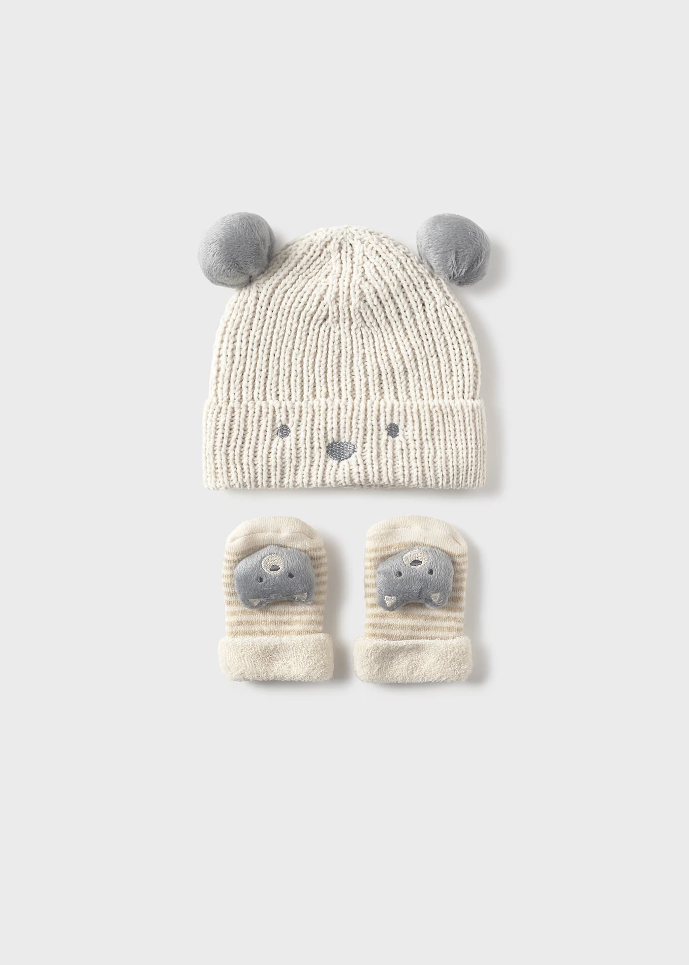 Set Gorro y Medias Oso Interactivo Beige Mayoral Estilo