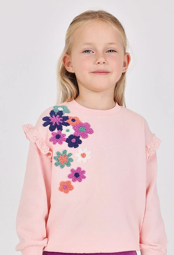 Conjunto Saco Flores Lila Rosa Boboli modelo